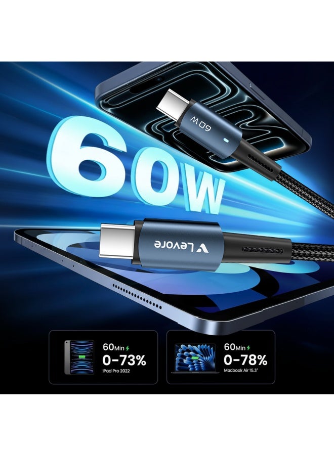 LEVORE 1M Nylon Braided 60w USB C to USB C Cable - LC5212-BL - Image 4